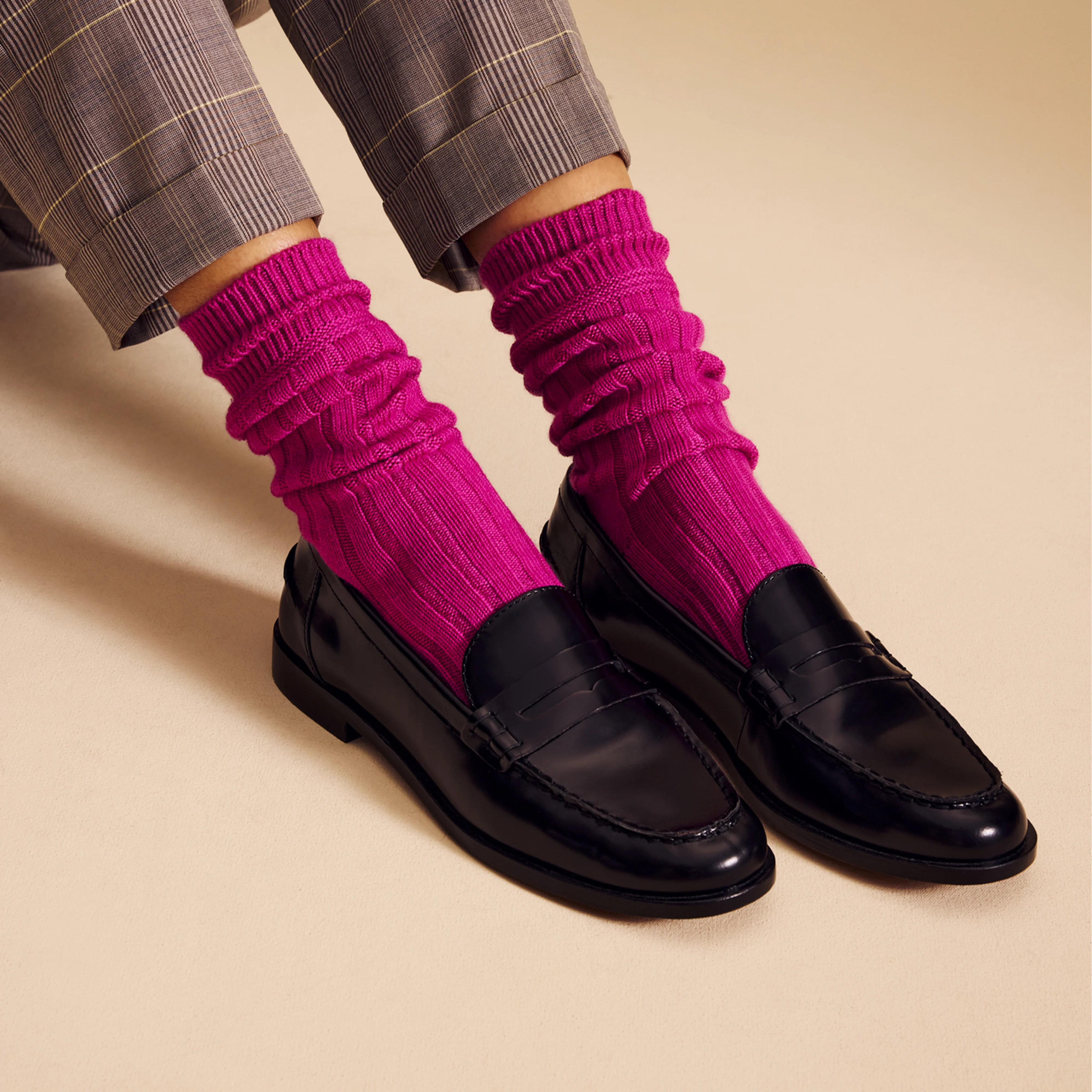 Women's Merino Cashmere Blend Rib Calf Socks - Image 31