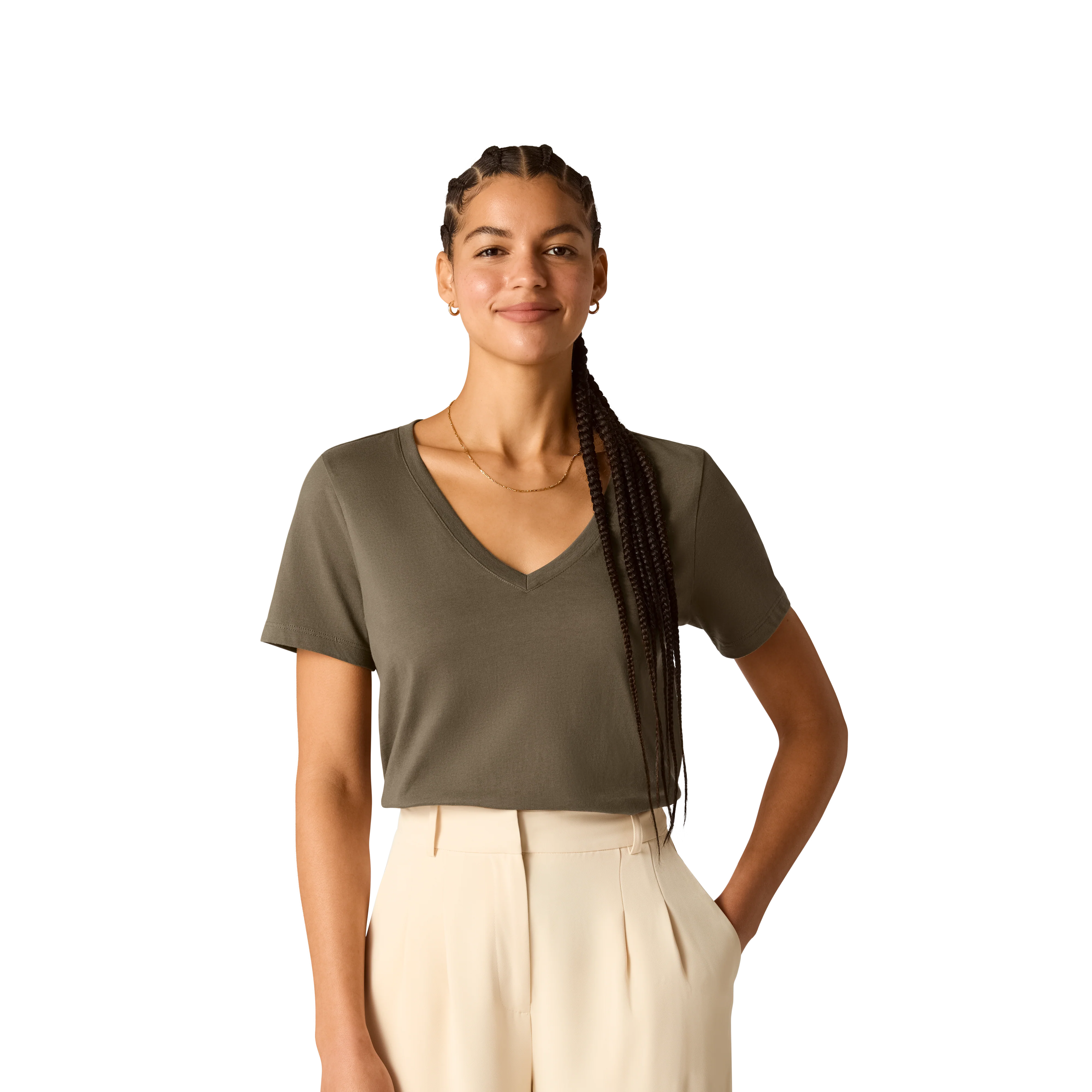 Women's Pima Cotton V-Neck T-Shirt - Image 26