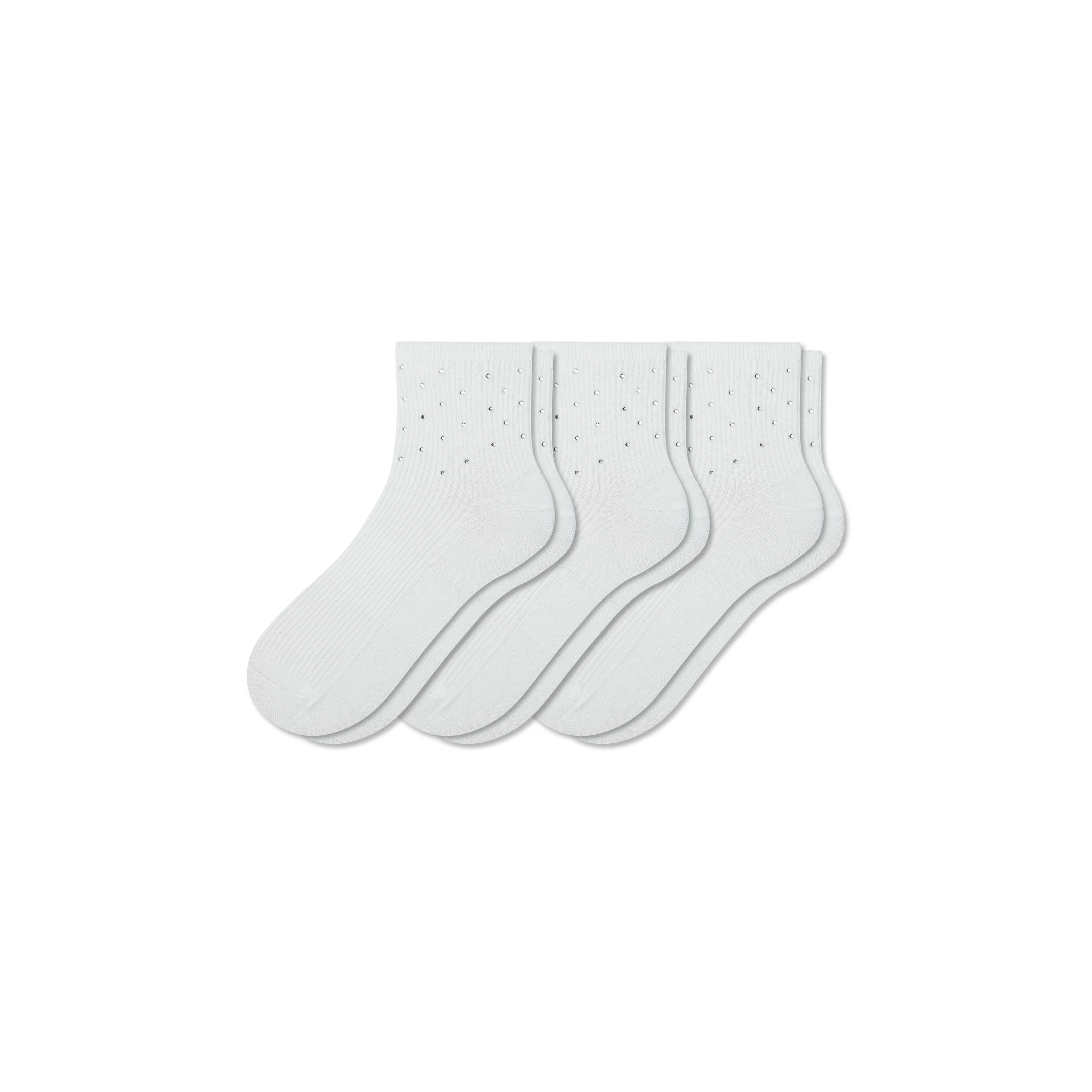 Women’s Rhinestone Rib Quarter Sock 3-Pack - Image 7